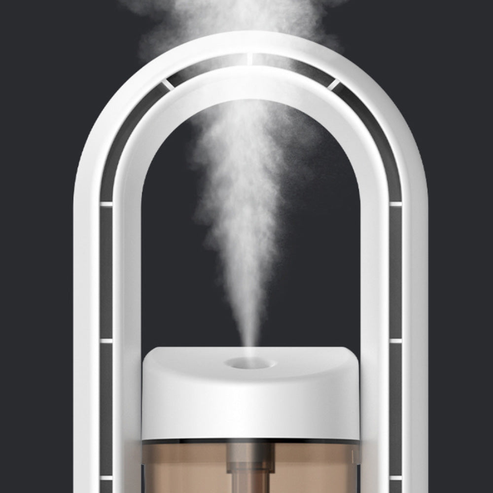 2-in-1 Leafless Desktop Humidifier Fan with Night Light for Office Bedroom