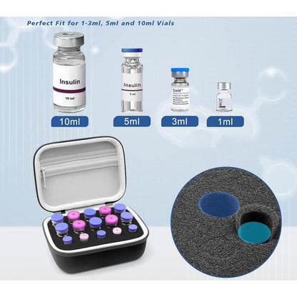 15 Grids Insulin Vial Protector Case Peptide Case for Diabetics Standard 10ml U-100 Vials
