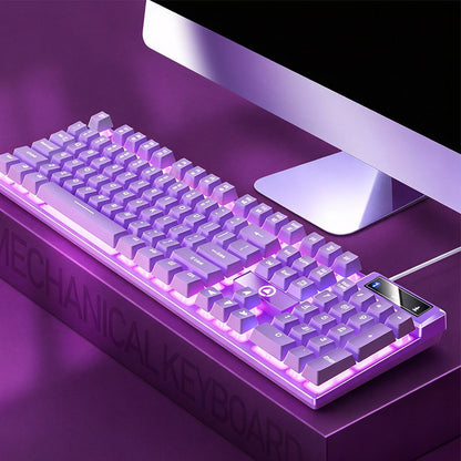 Wired Gaming Keyboard 104 Key Floating Keycaps Backlit Keyboard - Purple