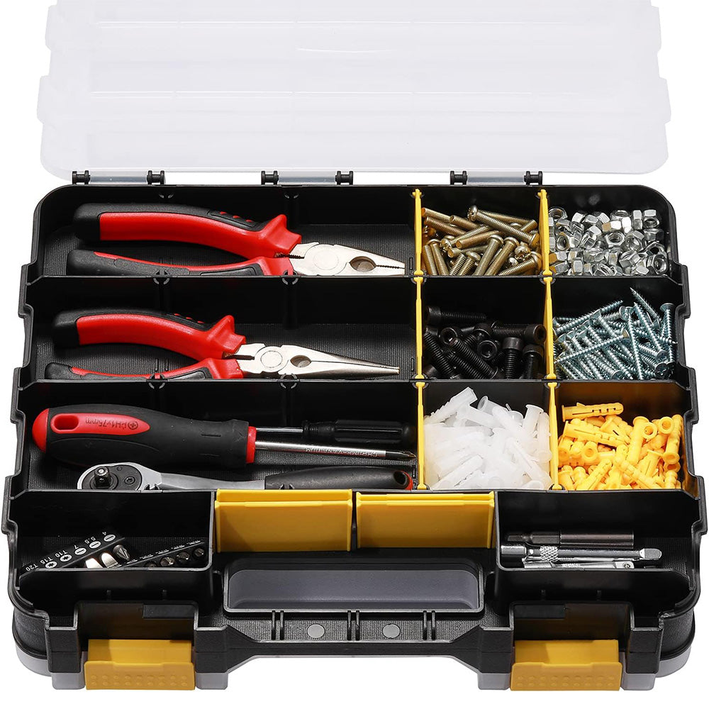 34 Grid Double Sided Tool Organizer Box for Screws Nuts - Yellow