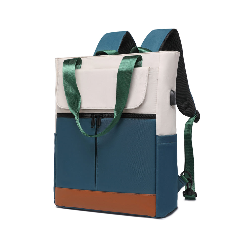 2-in-1 Laptop Tote Backpack Convertible Daypack with USB Charging Port for Work Travel Green