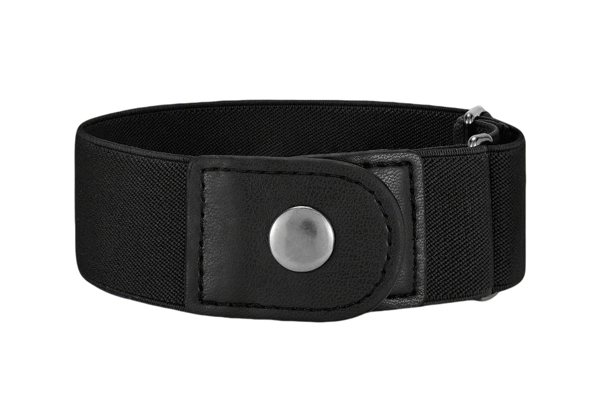 2 Piece Elastic Side Buckle Belt - Black