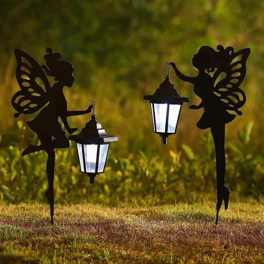 2Pcs Metal Fairy Solar Light Outdoor Garden Stake Solar Light