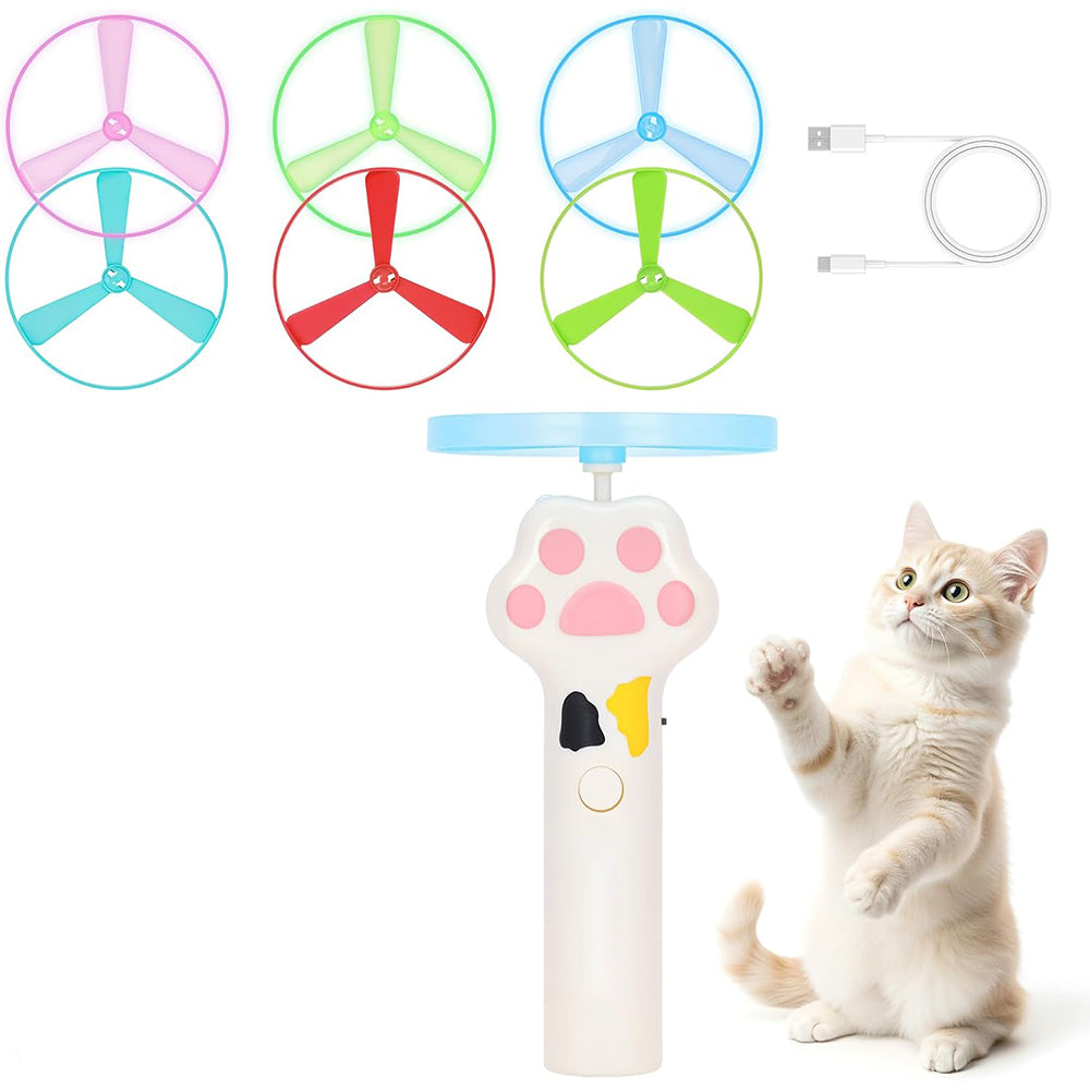 Cat Toy Disc Launcher Cat Fetch Toy UFO Flyer Cat Disc Launcher with Lights-Purple