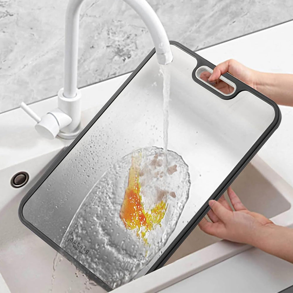 Titanium Cutting Board for Kitchen Cutting Board Double Sided Pure Titanium and Wheat Straw