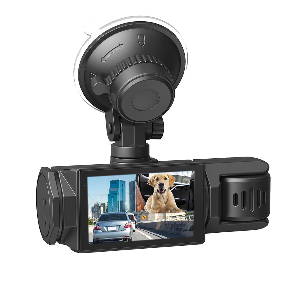 3-Channel Dash Cam with WiFi ââ‚?Front, Inside & Rear Camera with Motion Detection