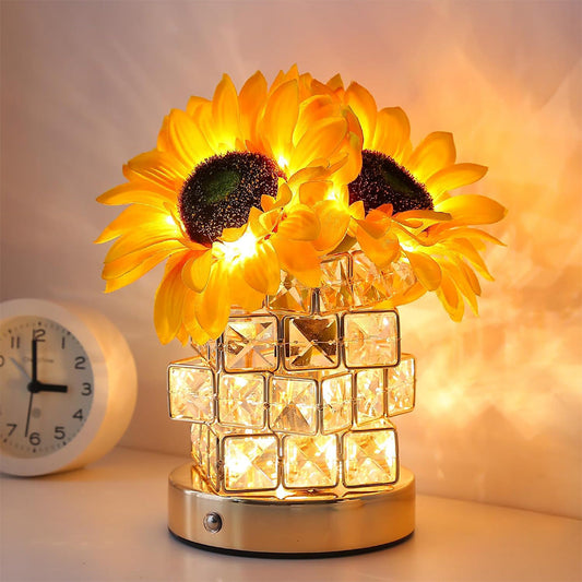 3-Color Dimming Wireless Sunflower Lamp Rechargeable Touch Control Table Lamp