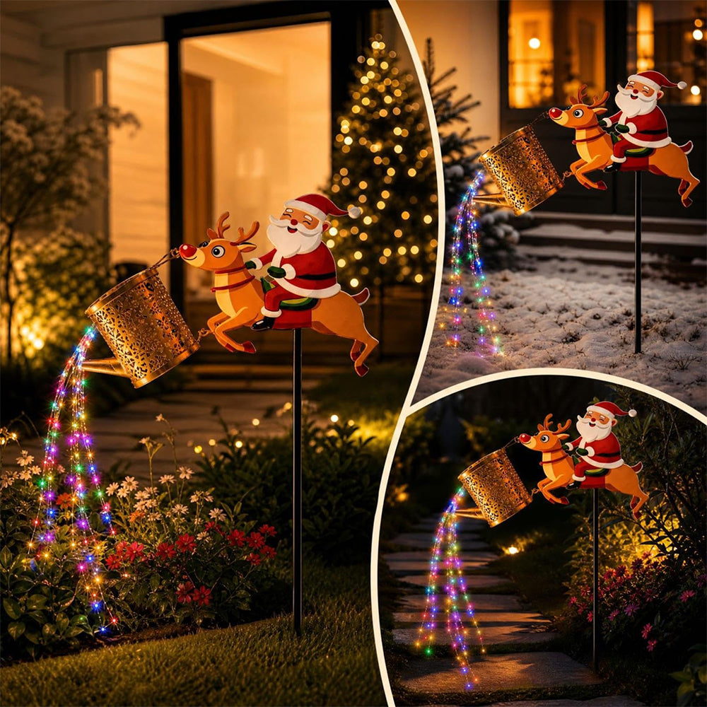 3D Solar Reindeer Watering Can LED Christmas Garden Stake Light