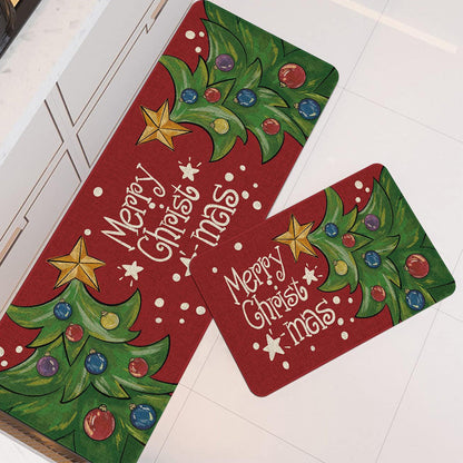 2PCS Christmas Floor Mats Set ¨C Non-Slip Rugs for Kitchen Bathroom Living Room and Doorway Style 3
