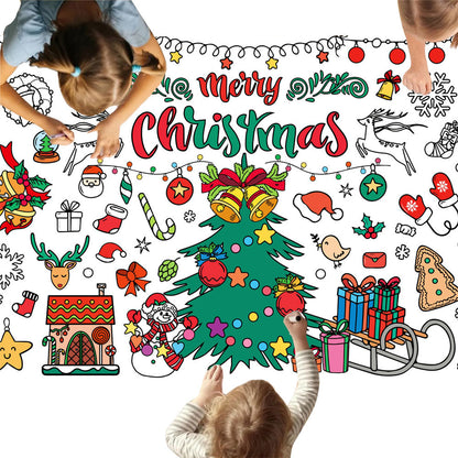 Xmas Giant Coloring Paper Tablecloth Banner Christmas Poster Crafts for Kids