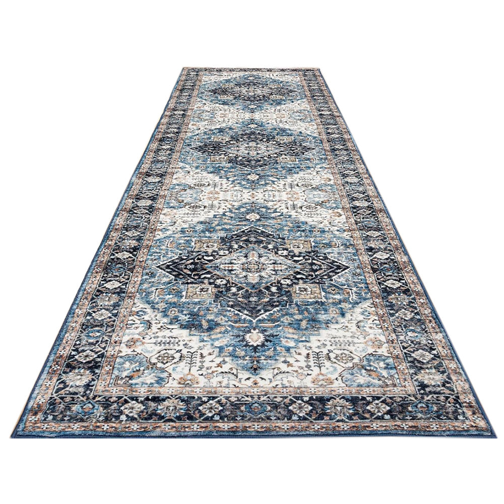 Long Washable Hallway Runner Rug Kitchen Entrance Floor Mat - Navy