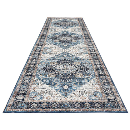 Long Washable Hallway Runner Rug Kitchen Entrance Floor Mat - Navy