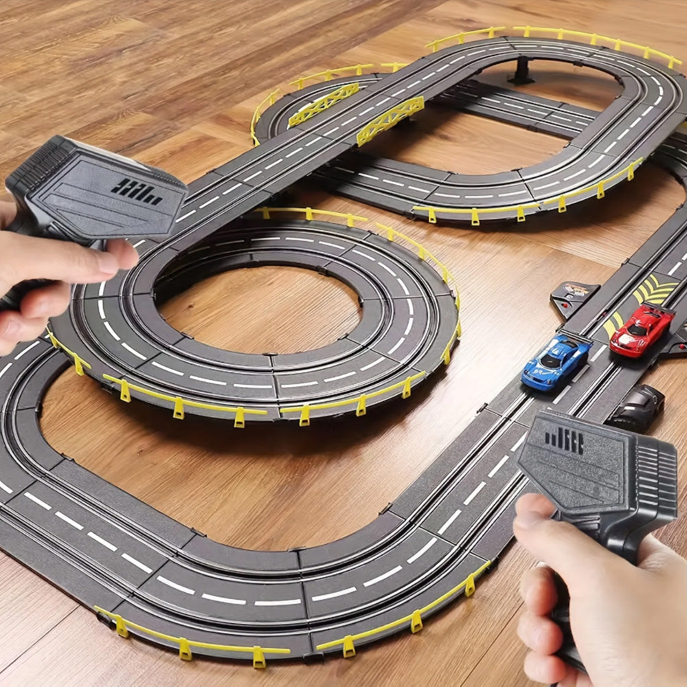 Electronic Slot Car Race Track Set with 2 High-Speed RC Cars Toy Gift for Kids