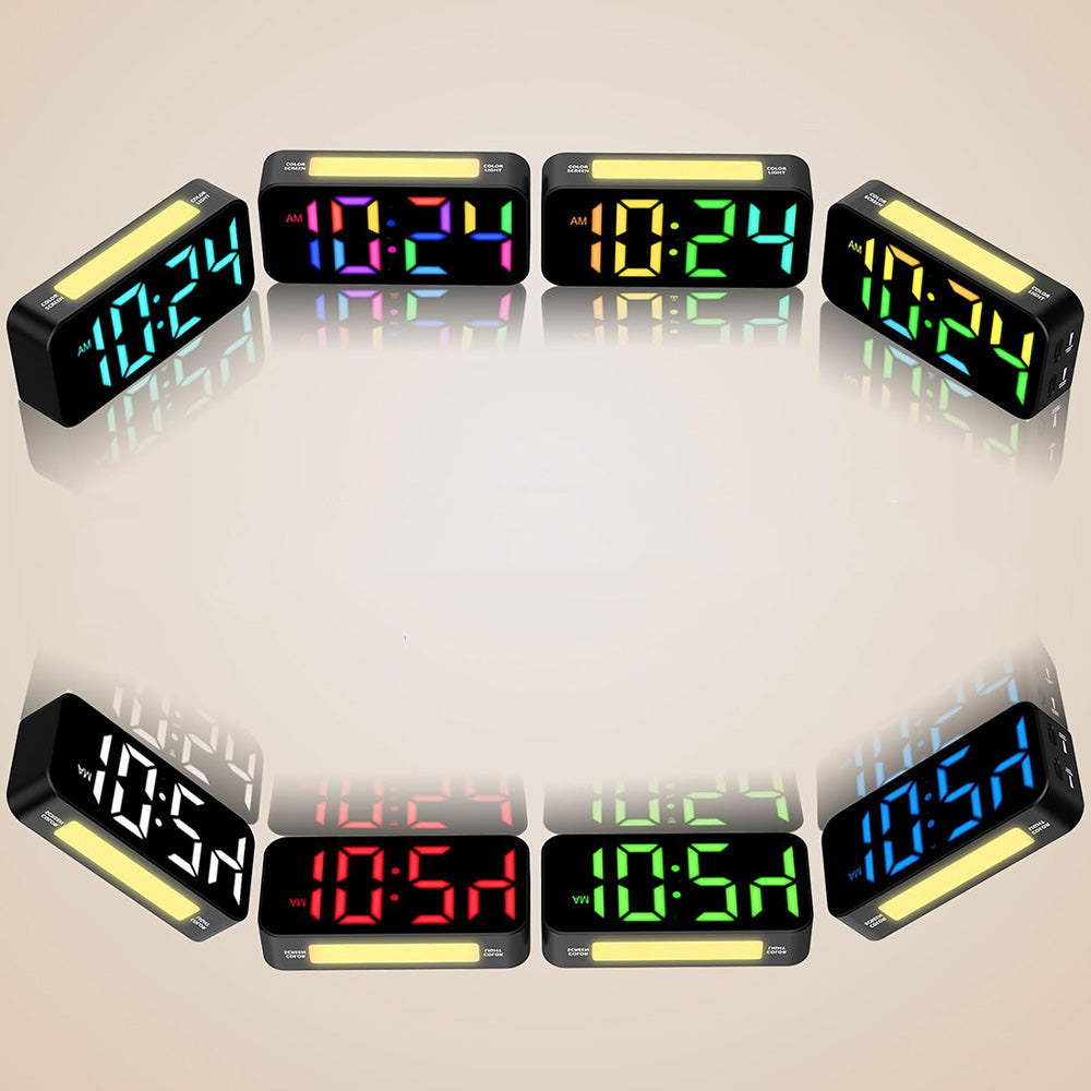 RGB LED Digital Alarm Clock with Night Light Adjustable Brightness and Volume for Heavy Sleepers