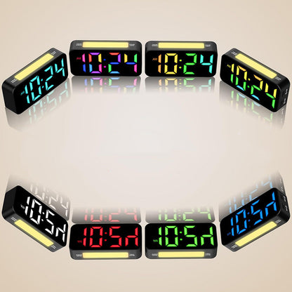 RGB LED Digital Alarm Clock with Night Light Adjustable Brightness and Volume for Heavy Sleepers