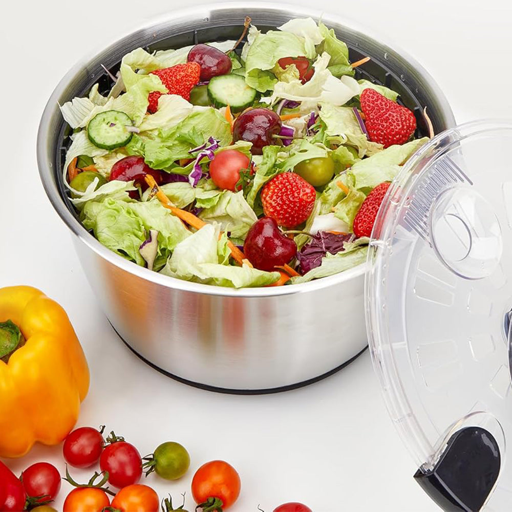 5L Stainless Steel Salad Spinner Vegetable and Fruit Washer Dryer Bowl
