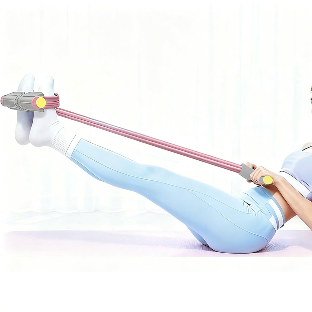 6 Tube Multifunction Pedal Resistance Band with Hand for Sit Up Home Gym Workout-Pink