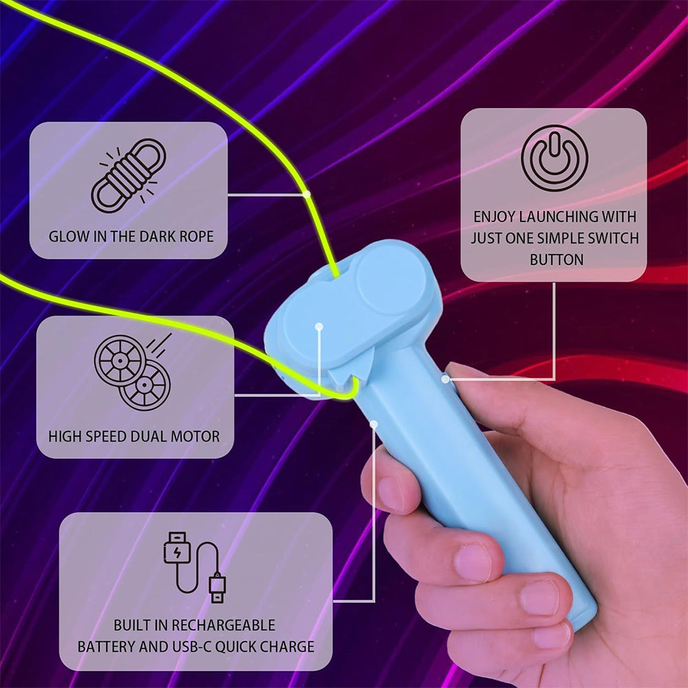 String Rope Launcher Fidget Toy Glow in The Dark Rope String Shooter Christmas Birthday Party Favor Blue