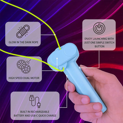 String Rope Launcher Fidget Toy Glow in The Dark Rope String Shooter Christmas Birthday Party Favor Blue