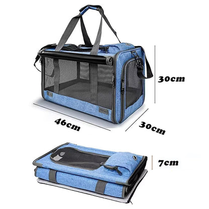 Pet Carrier for Large Cats Washable Dog Carrier Privacy Protection for Travel-blue