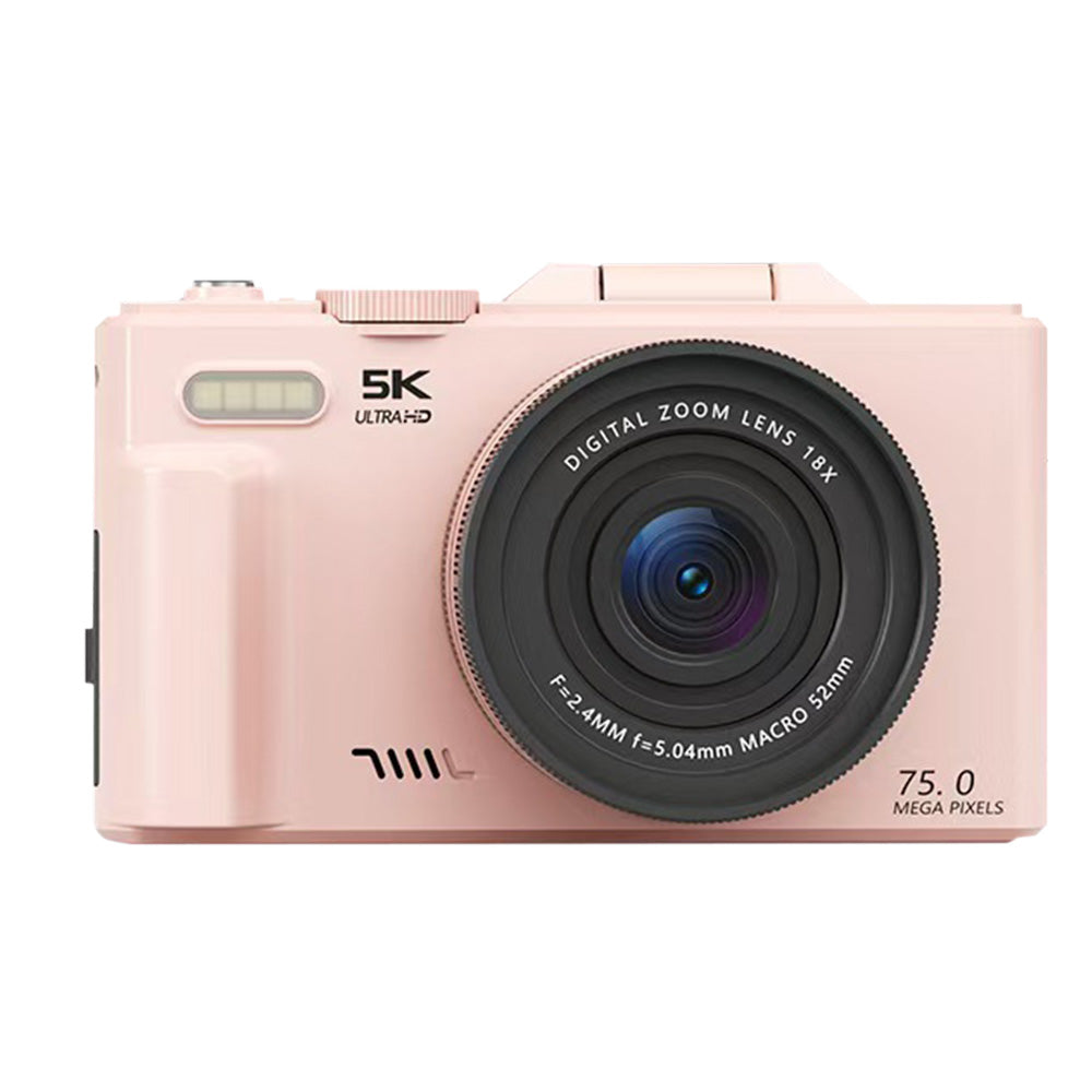 5K Digital Camera with 180-degree Flip Screen Autofoucs Vlogging Camera for YouTube -Pink