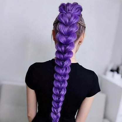 65 cm Purple Braided Ponytail Hairpiece with Elastic Band for Cosplay Party