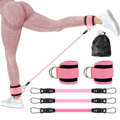 Resistance Bands Set for Legs & Glutes with Ankle Cuffs Home Gym Workout Pink