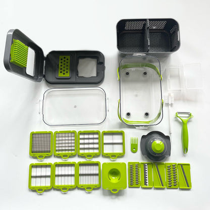 22-in-1 Vegetable Fruit Chopper Cutter Multifunctional Veggie Dicer Slicer with 13 Blades for Kitchen