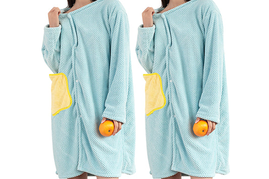 2Pcs Absorbent Wearable Hooded Surf Poncho Quick-Dry Blanket Towels For Swiming Surfing Aquatics-Blue