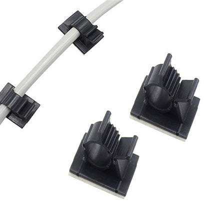 20PCS Adhesive Cord Management Cable Clips Black Wire Holder Organizer Clamp