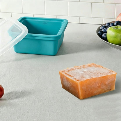 4Pcs Silicone Freezer Tray for Soup Ice Cubes Food Storage Portion Control-Blue and Green