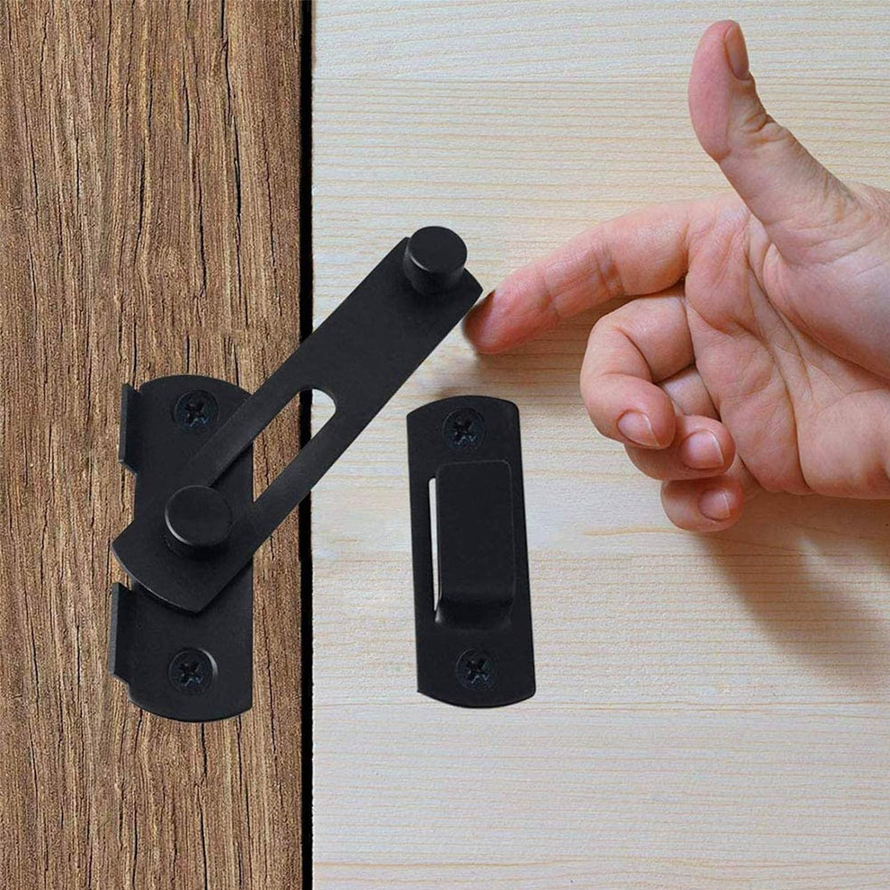 Set of 4Pcs 90-Degree Rotating Barn Door Lock Chirldproof Flip Sliding Latches for Window Door Black