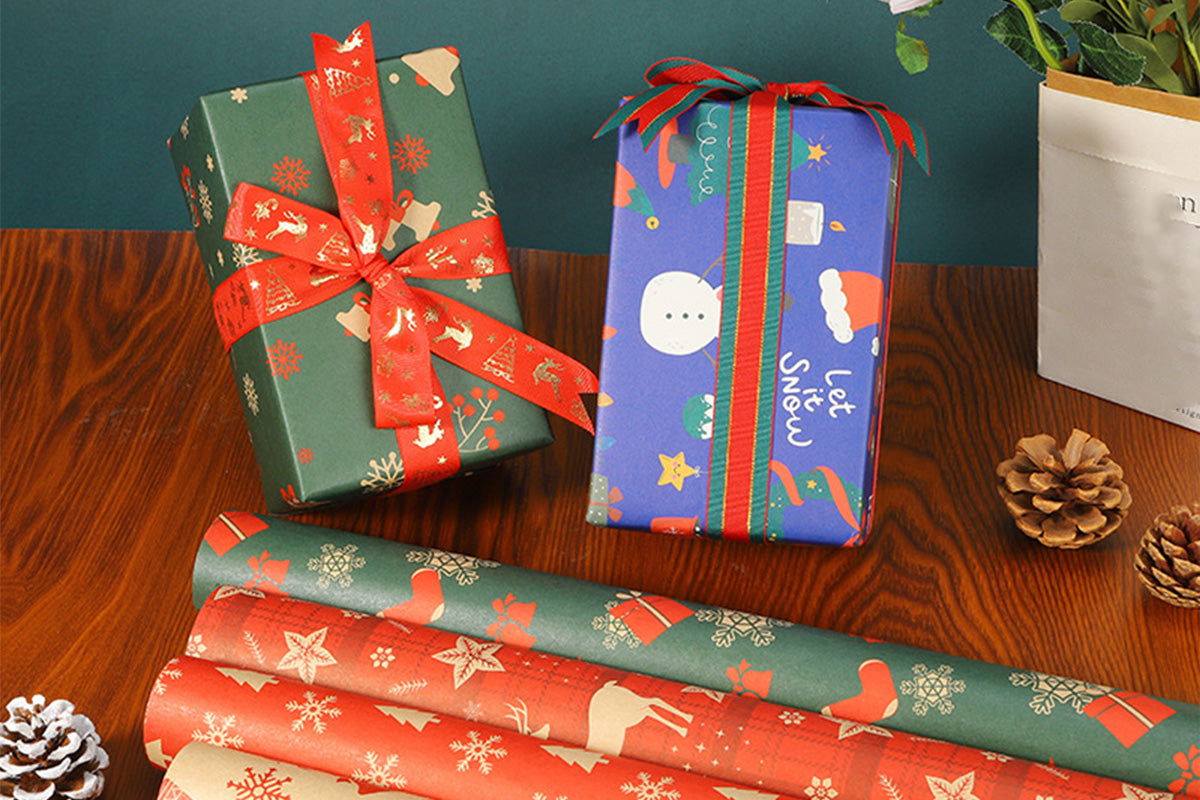 10Pcs Christmas Wrapping Paper Present Wrap Rolls