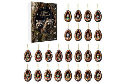 24Pcs Christmas Tree Decoration Hanging Ornaments for Home Holiday-Raccoon