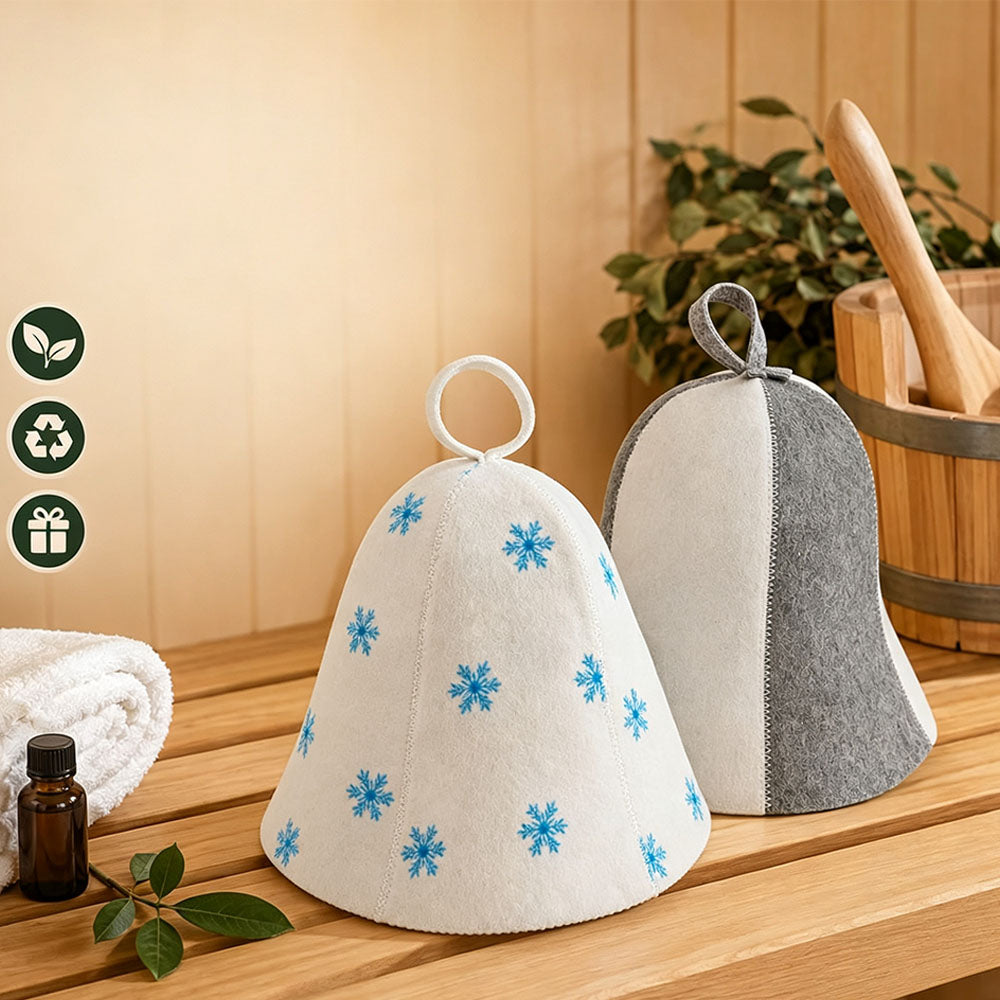 2Pcs Wide Brim Felt Sauna Hat