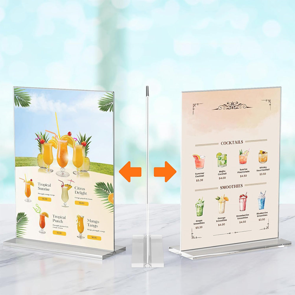 3Pcs Acrylic Sign Holder Clear Menu Stand Vertical Flyer Display for Restaurants