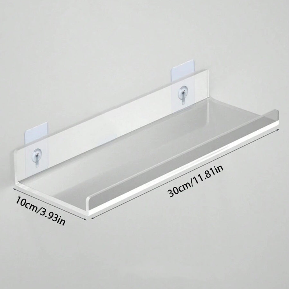 4 Pack Acrylic Wall Shelves Clear No Drill Storage Rack for Bedroom Living Room Bathroom
