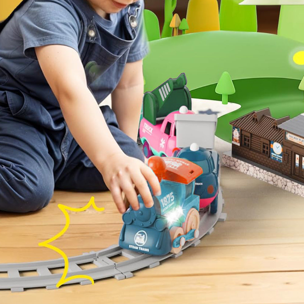Toddler Electric Train Set ¨C Magnetized Train Toy with Music Lights and Tracks
