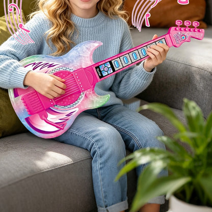 2 in 1 Guitar Microphone Toy with Color Lights for Ages 4 Plus - Pink