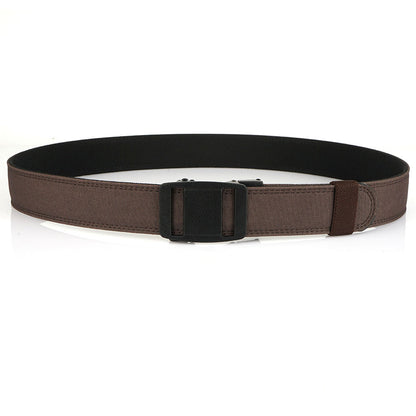 Double Layer Thickened Tactical Belt with Automatic Buckle - Coffee