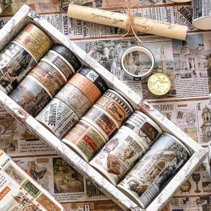 18 Rolls Vintage Washi Tape Set Writable Tapes for Scrapbooking Junk Journal supplies-World Monuments
