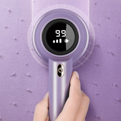 Electric Lint Remover with 3 Speed Levels LED Display 3 Replacement Blades for Clothes-Purple