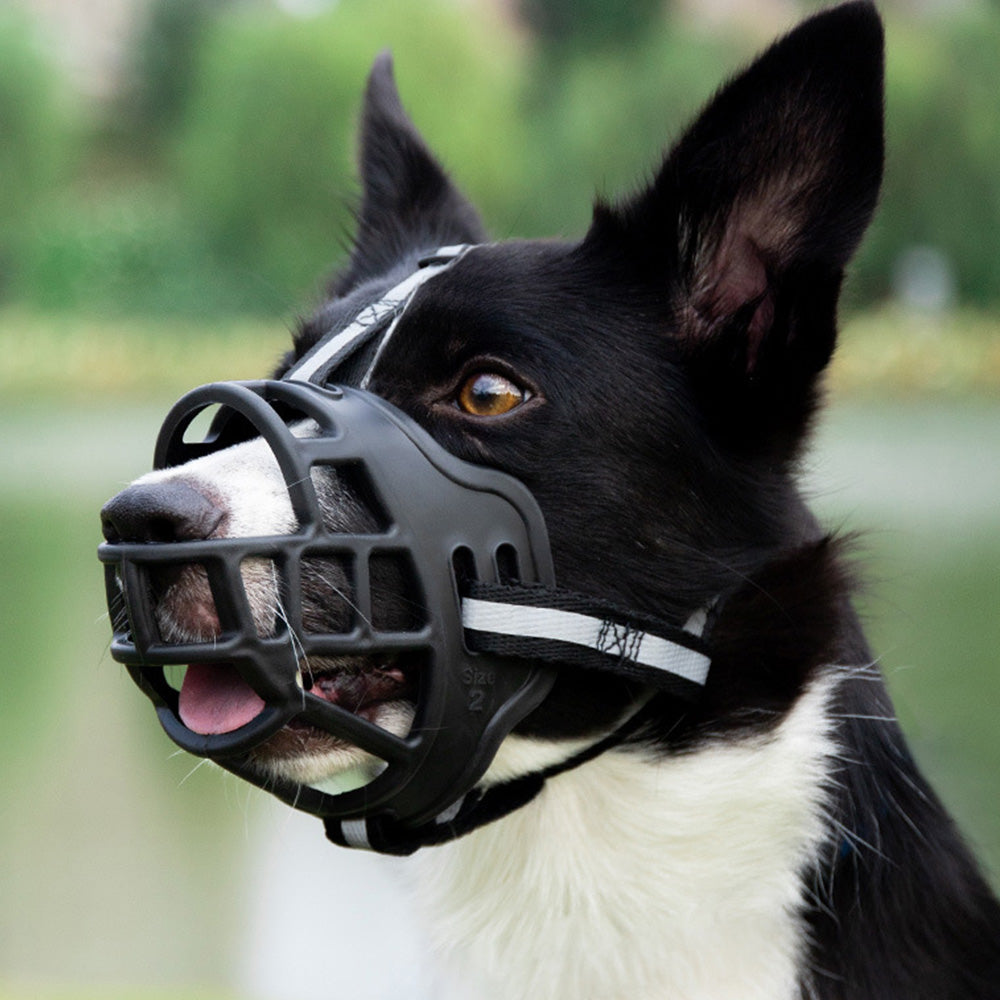 Breathable Rubber Dog Muzzle with Reflective Strap