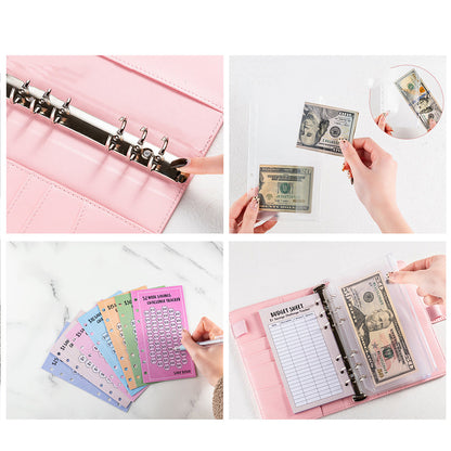 2-in-1 A6 Budget Binder Set Money Saving Challenge Tracker for Budget Plan Pink