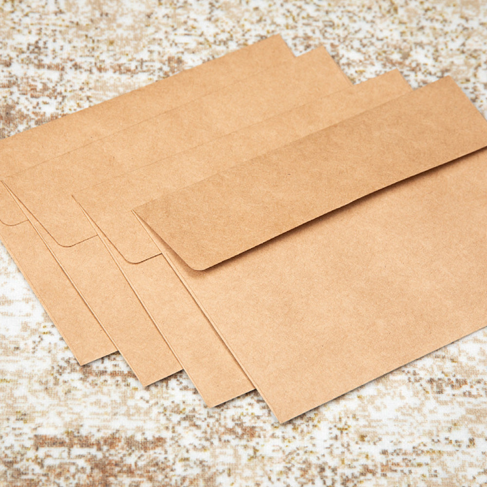 50 Pack Kraft Paper Self Adhesive Envelopes for Cards Photos - Brown