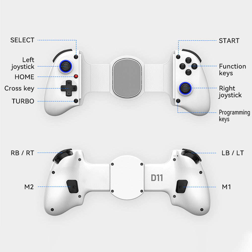 Wireless Stretching Game Controller Ergonomic Handheld Controller with Turbo/Programming for Nintendo Switch/PC White
