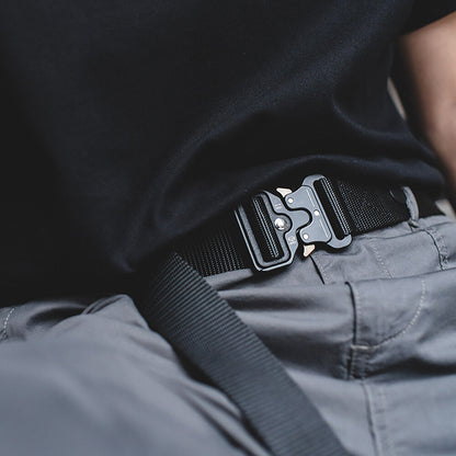 Nylon Tactical Belt Quick-Release for Outdoor Work Daily-Black