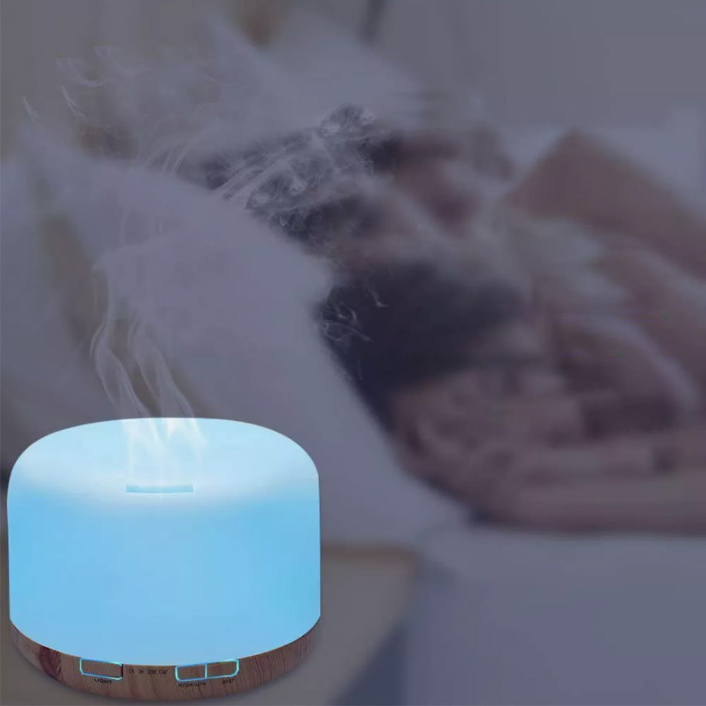 500ML Ultrasonic Aroma Diffuser Colorful LED Essential Oil Air Humidifier Purifier Light Wood