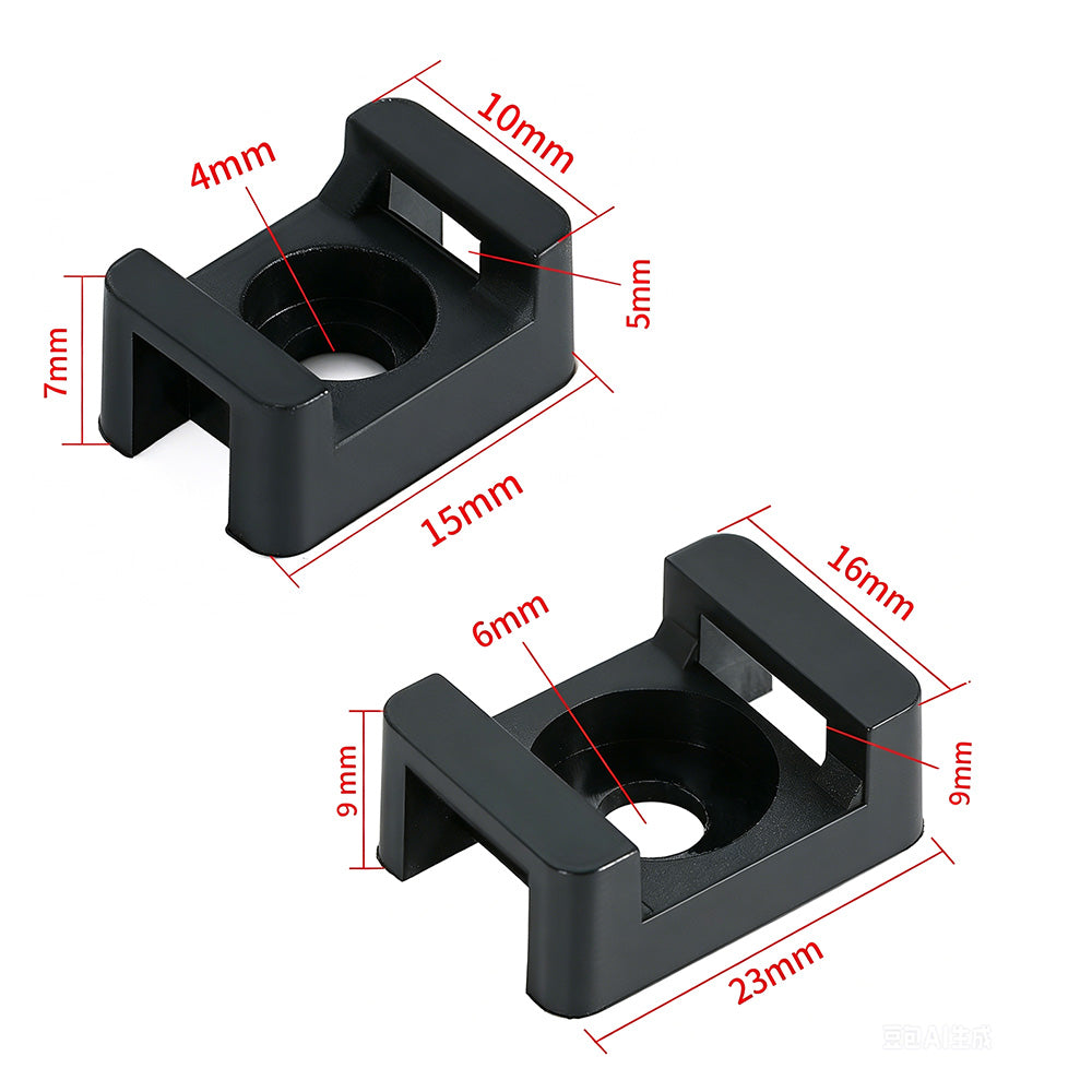 500 PCS Cable Tie Base Nylon Saddle Mount-Black