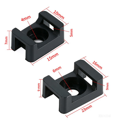 500 PCS Cable Tie Base Nylon Saddle Mount-Black